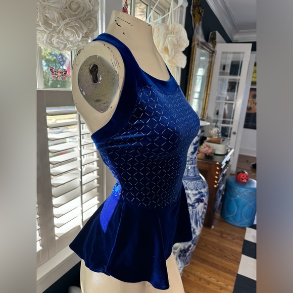 Rebel Skate Wear women’s size small blue velvet with silver glitter x pattern - Picture 3 of 7